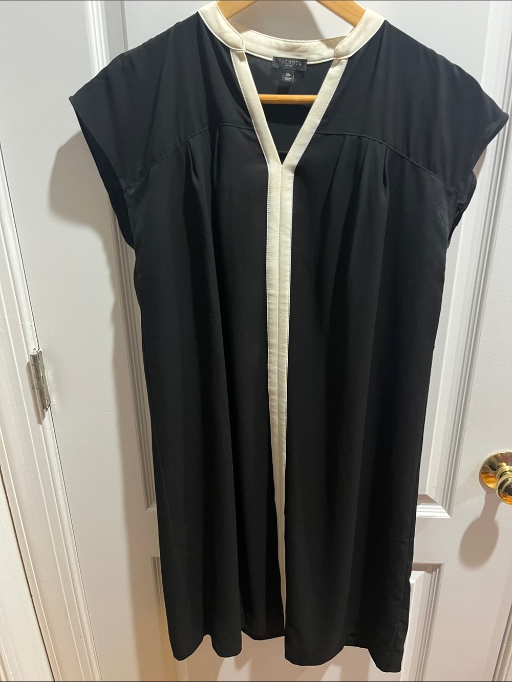 Talbots Black Midi Dress with Cream Trim
